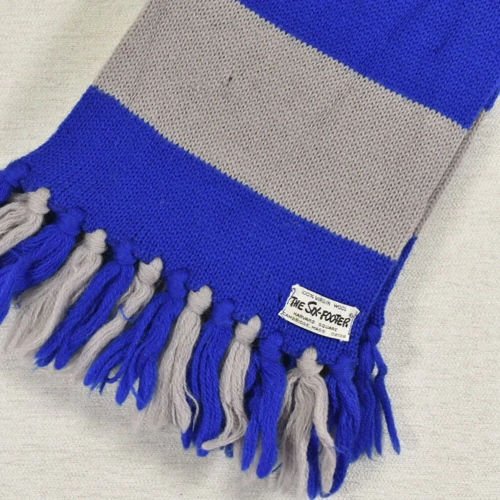 Vintage The Six Footer Yale Georgetown University Kentucky Wool Scarf Blue Gray